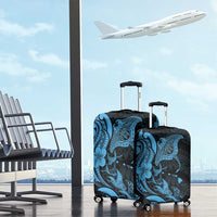 Hawaiian Manta Rays Luggage Cover Tribal Hibiscus Polynesian Tattoos Blue Color - Polynesian Pride