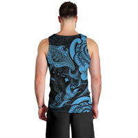 Hawaiian Manta Rays Men Tank Top Tribal Hibiscus Polynesian Tattoos Blue Color - Polynesian Pride