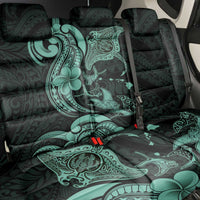 Hawaiian Manta Rays Back Car Seat Cover Tribal Hibiscus Polynesian Tattoos Turquoise Color - Polynesian Pride