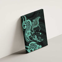 Hawaiian Manta Rays Canvas Wall Art Tribal Hibiscus Polynesian Tattoos Turquoise Color - Polynesian Pride