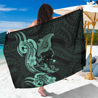 Hawaiian Manta Rays Sarong Tribal Hibiscus Polynesian Tattoos Turquoise Color - Polynesian Pride