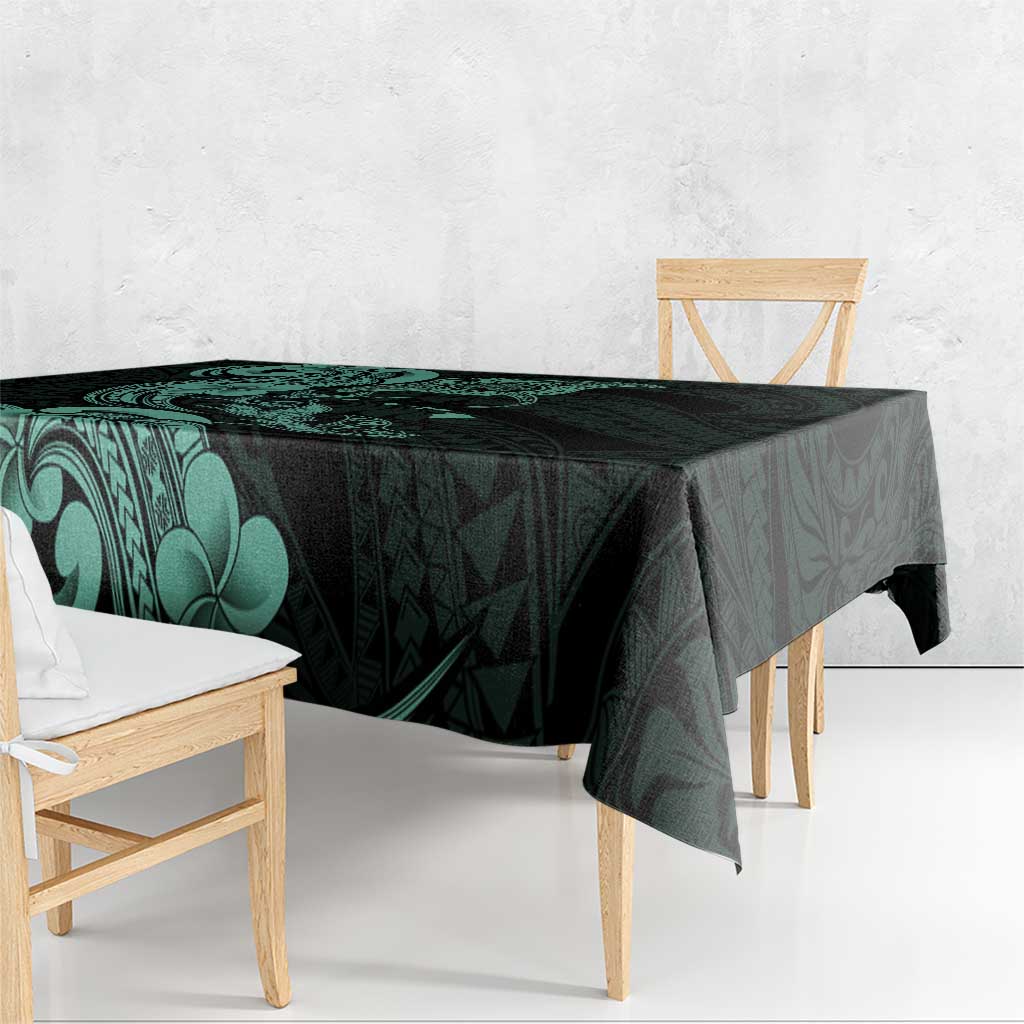 Hawaiian Manta Rays Tablecloth Tribal Hibiscus Polynesian Tattoos Turquoise Color LT03 - Polynesian Pride