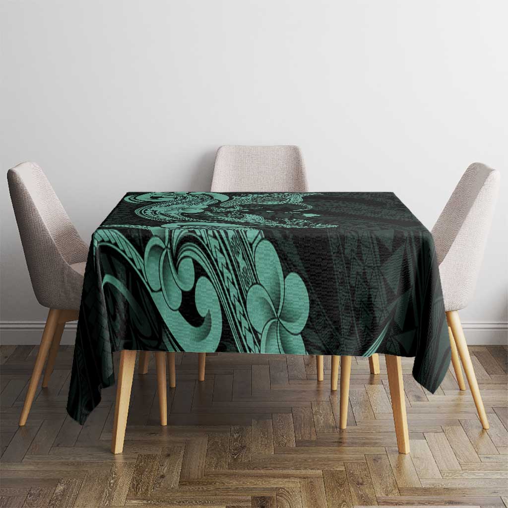 Hawaiian Manta Rays Tablecloth Tribal Hibiscus Polynesian Tattoos Turquoise Color LT03 - Polynesian Pride