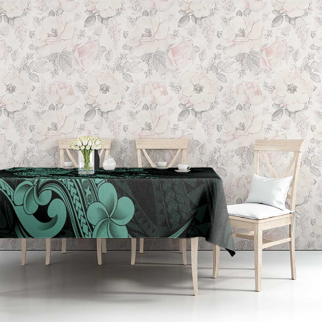 Hawaiian Manta Rays Tablecloth Tribal Hibiscus Polynesian Tattoos Turquoise Color LT03 - Polynesian Pride