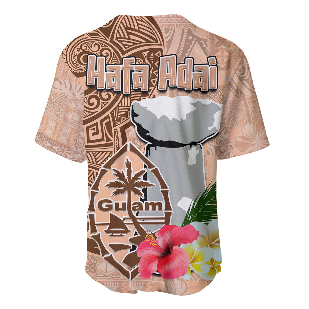 Guam Seal and Latte Stone With Ethnic Tapa Pattern Baseball Jersey Peach Fuzz Color LT03 - Polynesian Pride