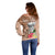 Guam Seal and Latte Stone With Ethnic Tapa Pattern Off Shoulder Sweater Peach Fuzz Color LT03 - Polynesian Pride