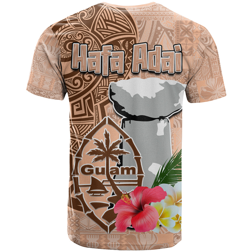 Guam Seal and Latte Stone With Ethnic Tapa Pattern T Shirt Peach Fuzz Color LT03 - Polynesian Pride