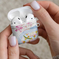 Hawaiian and Japanese Culture Together AirPods Case Tribal Motifs with Lei and Japanese Sakura Pattern