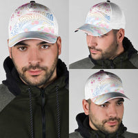 Hawaiian and Japanese Culture Together Classic Cap Tribal Motifs with Lei and Japanese Sakura Pattern