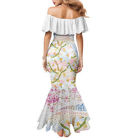 Hawaiian and Japanese Culture Together Family Matching Mermaid Dress and Hawaiian Shirt Tribal Motifs with Lei and Japanese Sakura Pattern LT03 - Polynesian Pride