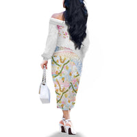 Hawaiian and Japanese Culture Together Family Matching Off The Shoulder Long Sleeve Dress and Hawaiian Shirt Tribal Motifs with Lei and Japanese Sakura Pattern LT03 - Polynesian Pride