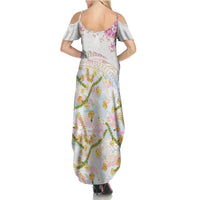 Hawaiian and Japanese Culture Together Family Matching Summer Maxi Dress and Hawaiian Shirt Tribal Motifs with Lei and Japanese Sakura Pattern LT03 - Polynesian Pride
