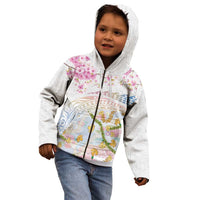 Hawaiian and Japanese Culture Together Kid Hoodie Tribal Motifs with Lei and Japanese Sakura Pattern