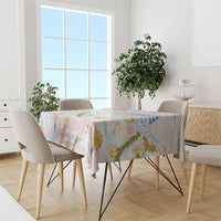 Hawaiian and Japanese Culture Together Tablecloth Tribal Motifs with Lei and Japanese Sakura Pattern