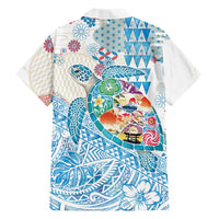 Hawaiian and Japanese Culture Together Family Matching Puletasi and Hawaiian Shirt Tropical Honu with Japanese Elements Blue Color LT03 - Polynesian Pride