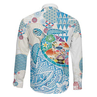 Hawaiian and Japanese Culture Together Family Matching Puletasi and Hawaiian Shirt Tropical Honu with Japanese Elements Blue Color LT03 - Polynesian Pride