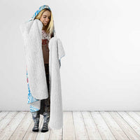 Hawaiian and Japanese Culture Together Hooded Blanket Tropical Honu with Japanese Elements Blue Color LT03 - Polynesian Pride