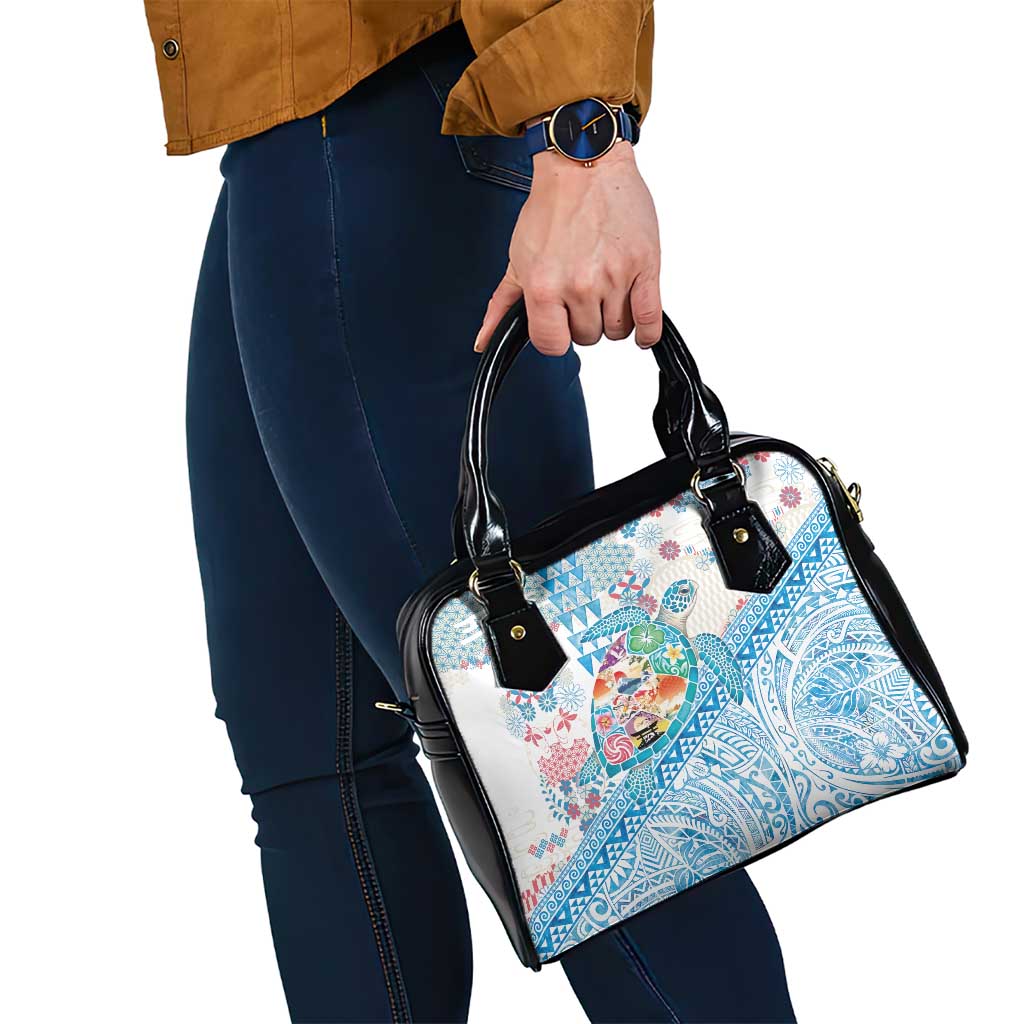 Hawaiian and Japanese Culture Together Shoulder Handbag Tropical Honu with Japanese Elements Blue Color LT03 - Polynesian Pride