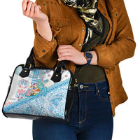 Hawaiian and Japanese Culture Together Shoulder Handbag Tropical Honu with Japanese Elements Blue Color LT03 - Polynesian Pride