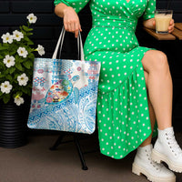 Hawaiian and Japanese Culture Together Tote Bag Tropical Honu with Japanese Elements Blue Color LT03 - Polynesian Pride