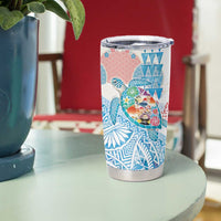 Hawaiian and Japanese Culture Together Tumbler Cup Tropical Honu with Japanese Elements Blue Color