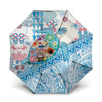 Hawaiian and Japanese Culture Together Umbrella Tropical Honu with Japanese Elements Blue Color LT03 One Size Folded 11.42 inch Opened Diameter 37.4 inch Blue - Polynesian Pride