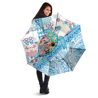 Hawaiian and Japanese Culture Together Umbrella Tropical Honu with Japanese Elements Blue Color LT03 - Polynesian Pride