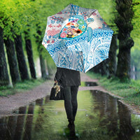 Hawaiian and Japanese Culture Together Umbrella Tropical Honu with Japanese Elements Blue Color LT03 - Polynesian Pride