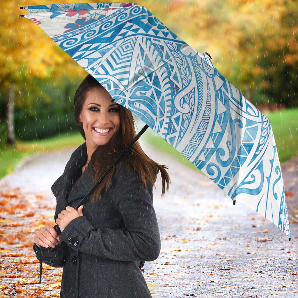 Hawaiian and Japanese Culture Together Umbrella Tropical Honu with Japanese Elements Blue Color LT03 - Polynesian Pride
