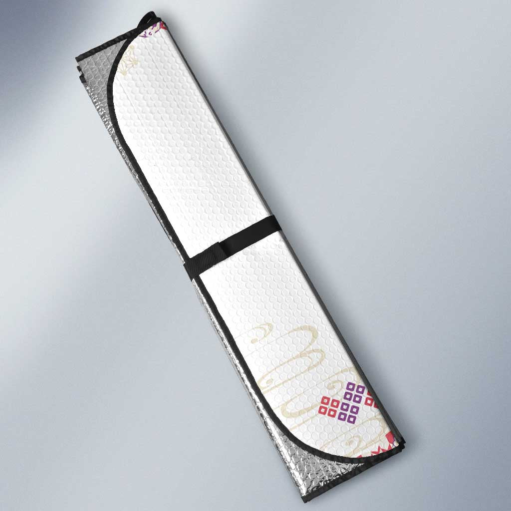 Hawaiian and Japanese Culture Together Auto Sun Shade Tropical Honu with Japanese Elements Purple Color