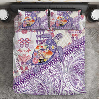 Hawaiian and Japanese Culture Together Bedding Set Tropical Honu with Japanese Elements Purple Color LT03 Purple - Polynesian Pride