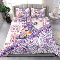 Hawaiian and Japanese Culture Together Bedding Set Tropical Honu with Japanese Elements Purple Color LT03 - Polynesian Pride