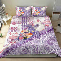 Hawaiian and Japanese Culture Together Bedding Set Tropical Honu with Japanese Elements Purple Color LT03 - Polynesian Pride