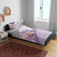 Hawaiian and Japanese Culture Together Bedding Set Tropical Honu with Japanese Elements Purple Color LT03 - Polynesian Pride