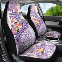 Hawaiian and Japanese Culture Together Car Seat Cover Tropical Honu with Japanese Elements Purple Color