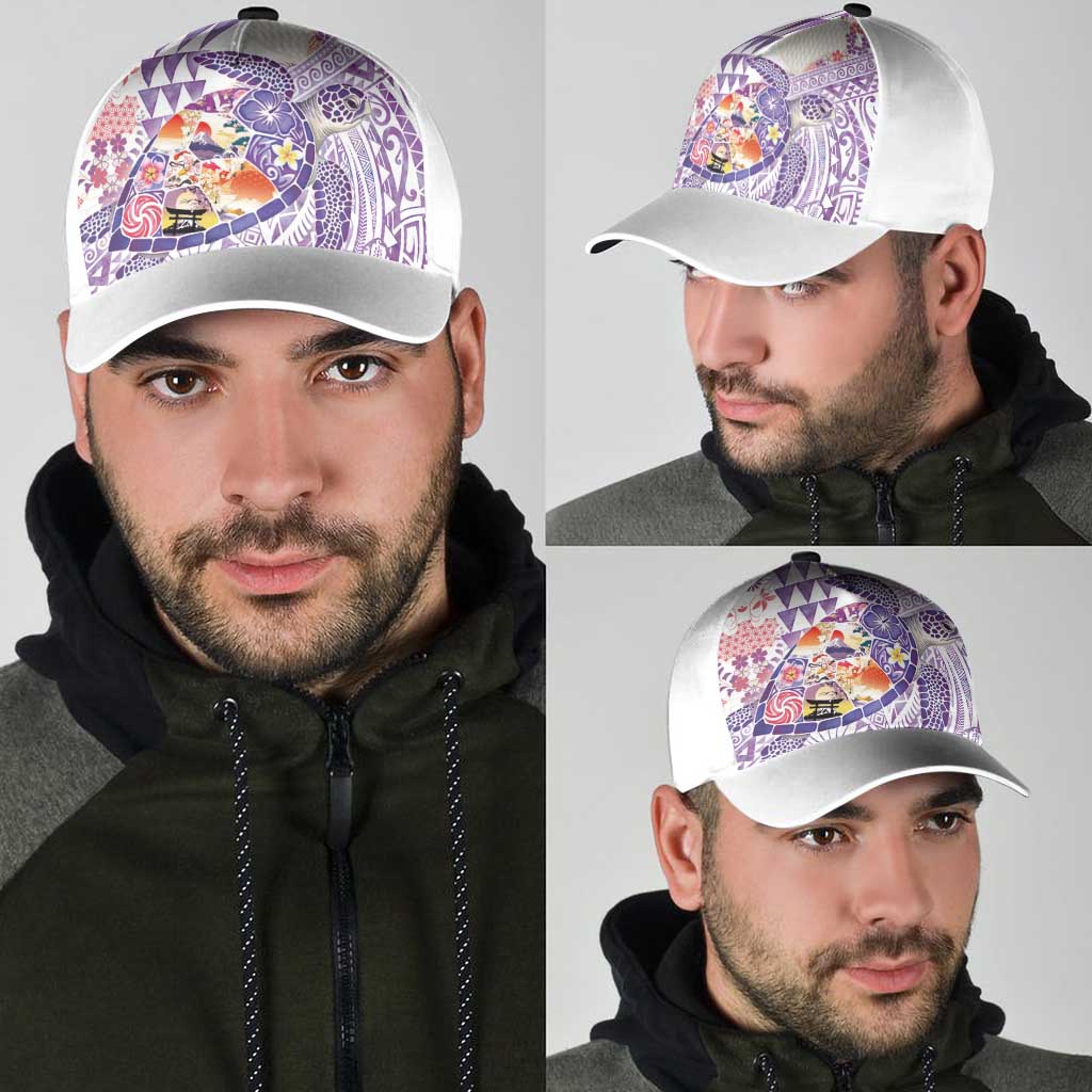 Hawaiian and Japanese Culture Together Classic Cap Tropical Honu with Japanese Elements Purple Color