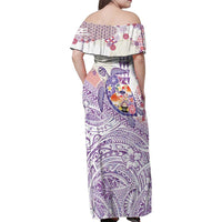 Hawaiian and Japanese Culture Together Family Matching Off Shoulder Maxi Dress and Hawaiian Shirt Tropical Honu with Japanese Elements Purple Color LT03 - Polynesian Pride