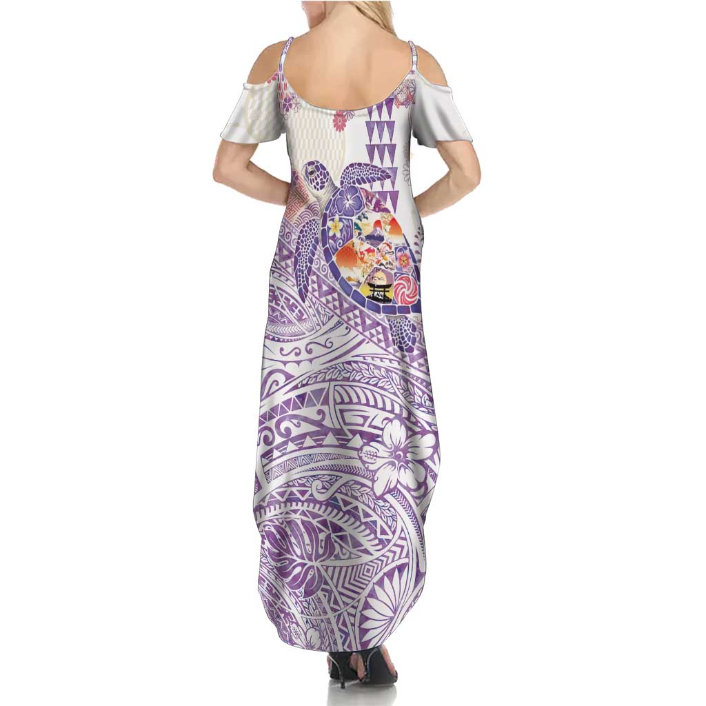 Hawaiian and Japanese Culture Together Family Matching Summer Maxi Dress and Hawaiian Shirt Tropical Honu with Japanese Elements Purple Color LT03 - Polynesian Pride