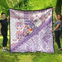 Hawaiian and Japanese Culture Together Quilt Tropical Honu with Japanese Elements Purple Color LT03 - Polynesian Pride