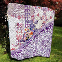 Hawaiian and Japanese Culture Together Quilt Tropical Honu with Japanese Elements Purple Color LT03 - Polynesian Pride