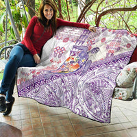 Hawaiian and Japanese Culture Together Quilt Tropical Honu with Japanese Elements Purple Color LT03 - Polynesian Pride