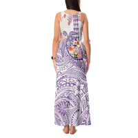Hawaiian and Japanese Culture Together Tank Maxi Dress Tropical Honu with Japanese Elements Purple Color