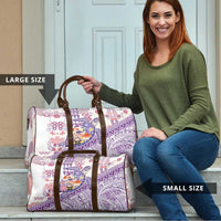 Hawaiian and Japanese Culture Together Travel Bag Tropical Honu with Japanese Elements Purple Color