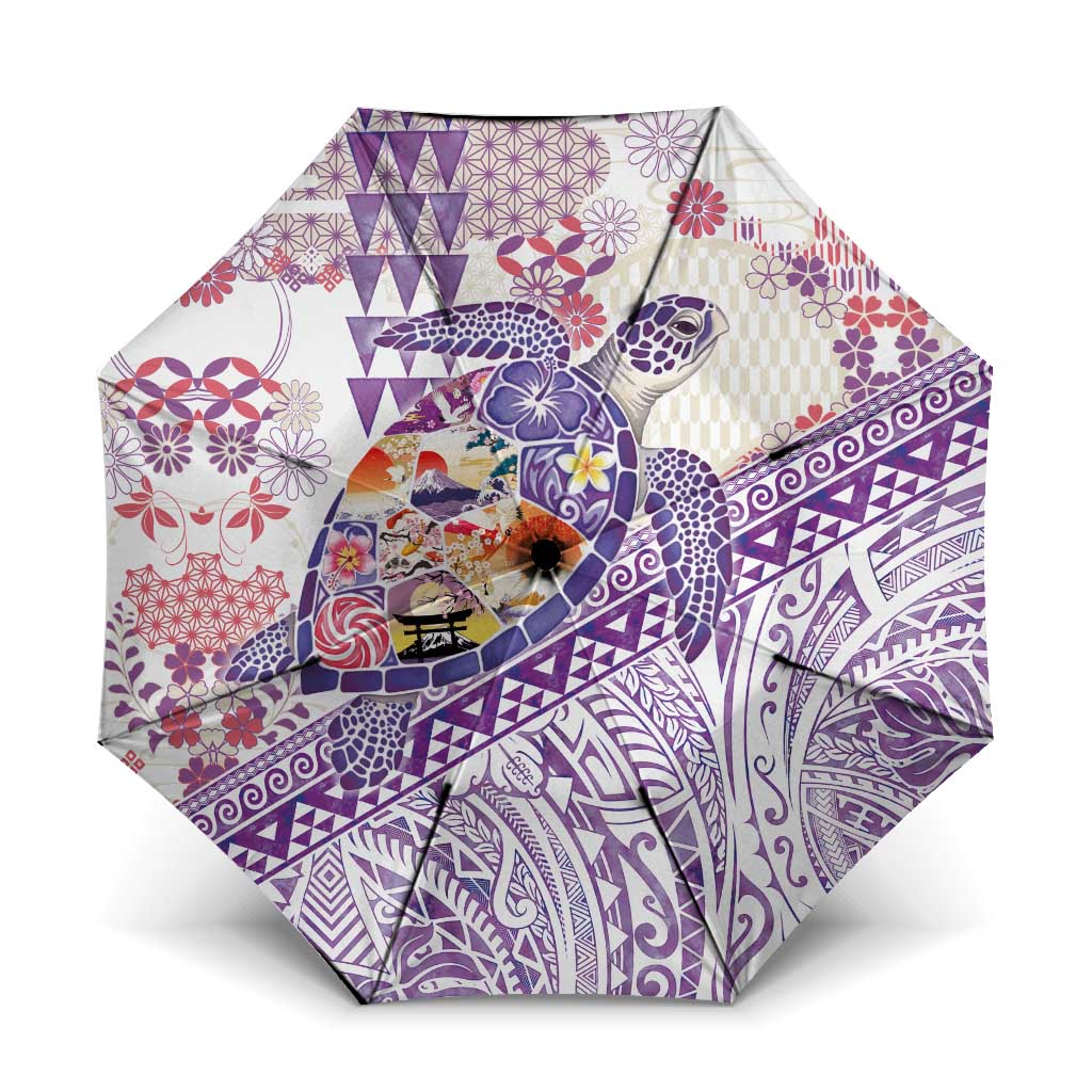 Hawaiian and Japanese Culture Together Umbrella Tropical Honu with Japanese Elements Purple Color LT03 One Size Folded 11.42 inch Opened Diameter 37.4 inch Purple - Polynesian Pride