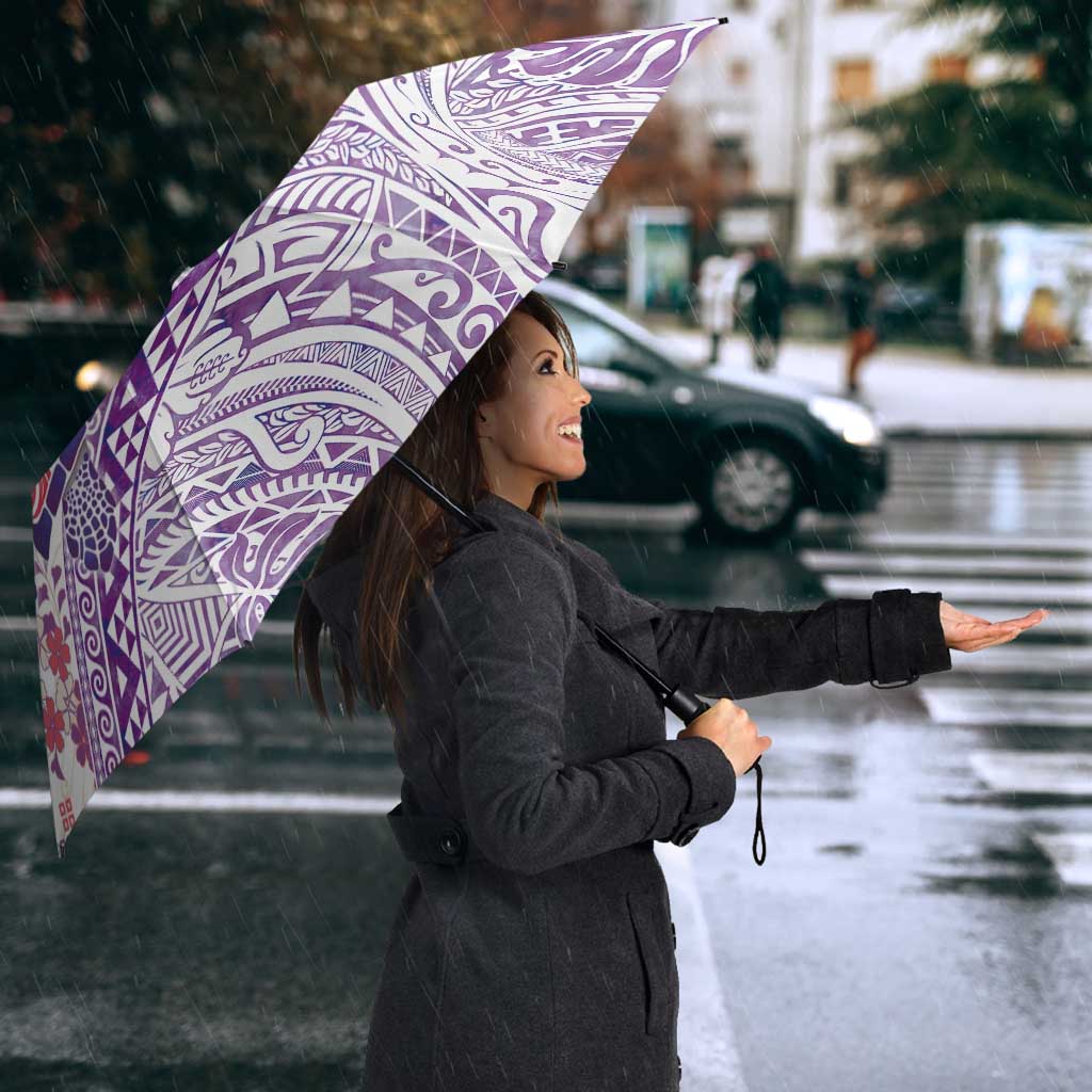 Hawaiian and Japanese Culture Together Umbrella Tropical Honu with Japanese Elements Purple Color LT03 - Polynesian Pride