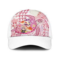 Hawaiian and Japanese Culture Together Baseball Net Cap Tropical Honu with Japanese Elements Pink Color
