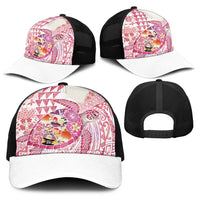 Hawaiian and Japanese Culture Together Baseball Net Cap Tropical Honu with Japanese Elements Pink Color