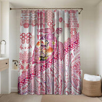 Hawaiian and Japanese Culture Together Bathroom Set Tropical Honu with Japanese Elements Pink Color