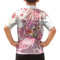 Hawaiian and Japanese Culture Together Family Matching Mermaid Dress and Hawaiian Shirt Tropical Honu with Japanese Elements Pink Color LT03 - Polynesian Pride