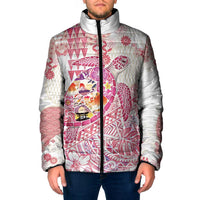 Hawaiian and Japanese Culture Together Padded Jacket Tropical Honu with Japanese Elements Pink Color LT03 Men Pink - Polynesian Pride